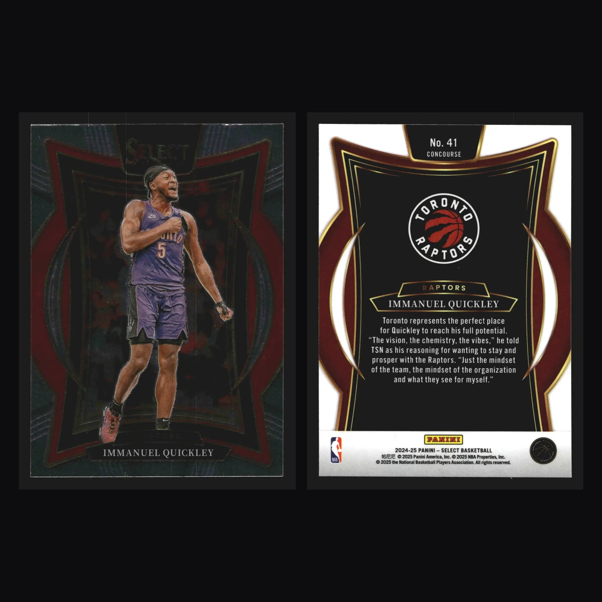 2024-25 Panini Select Immanuel Quickley #41 Concourse Toronto Raptors - Basketball Card Single