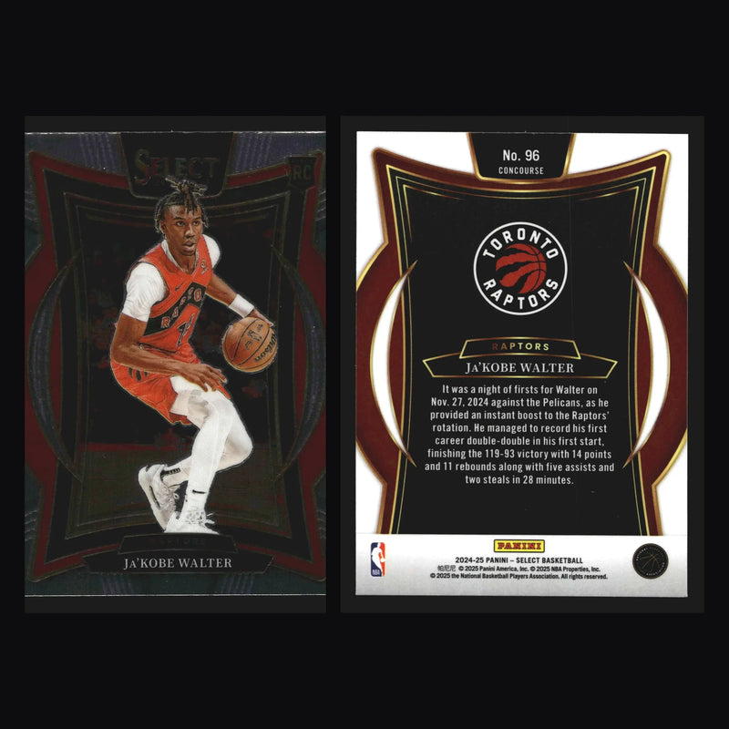 2024-25 Panini Select Ja’Kobe Walter #96 Concourse RC Toronto Raptors - Basketball Card Single