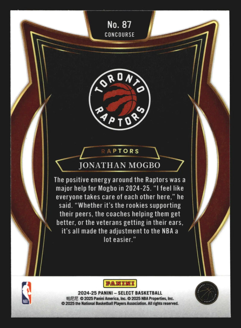 2024-25 Panini Select Jonathan Mogbo #87 Concourse RC Toronto Raptors - Basketball Card Single