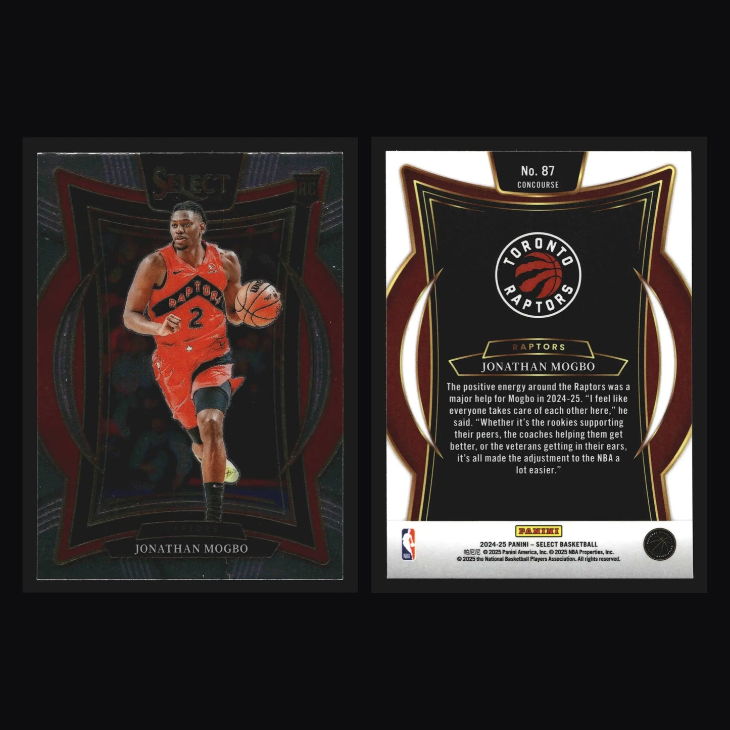 2024-25 Panini Select Jonathan Mogbo #87 Concourse RC Toronto Raptors - Basketball Card Single