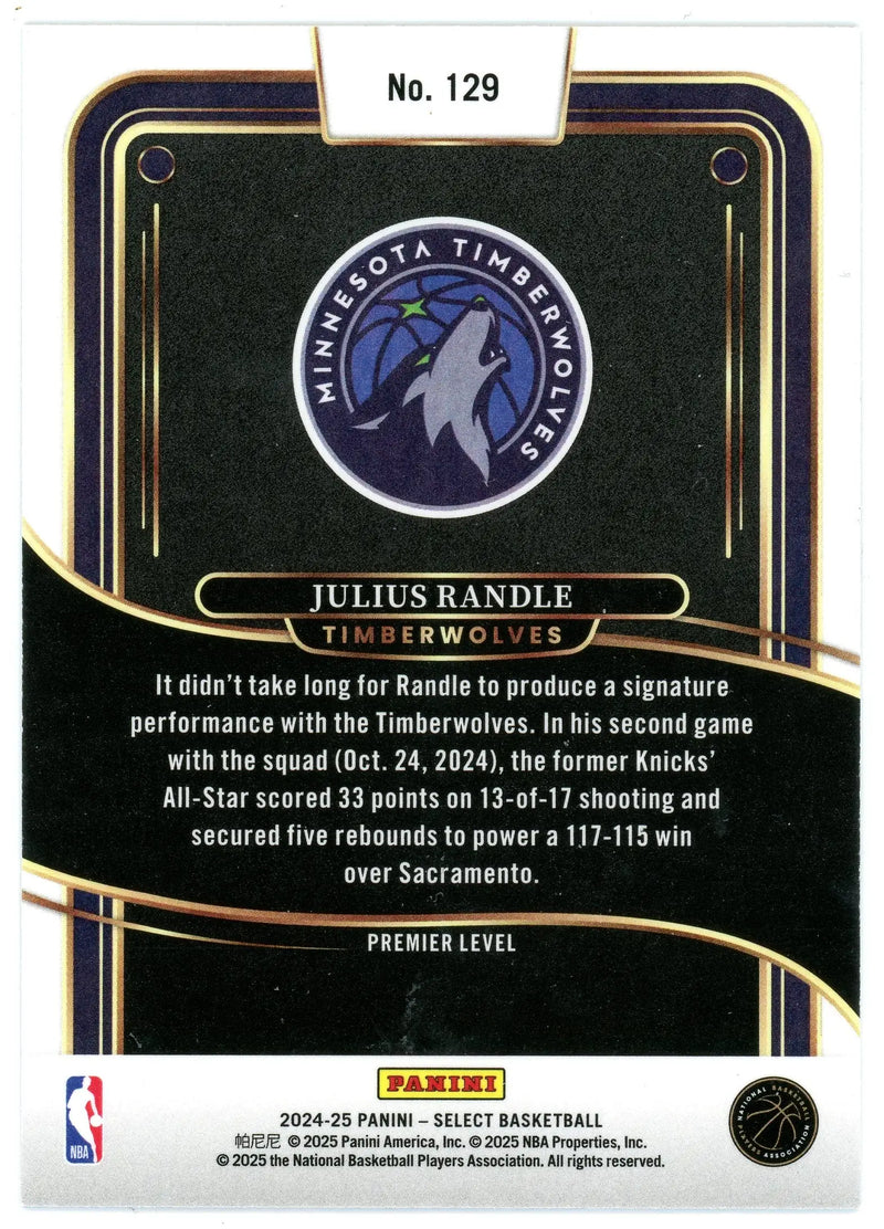 2024-25 Panini Select Julius Randle #129 Premier Level Timberwolves - Basketball Card Single