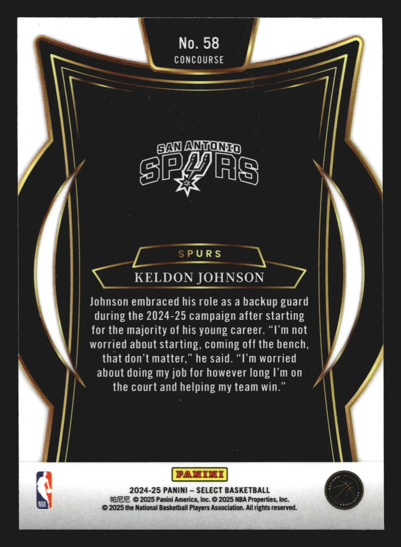 2024-25 Panini Select Keldon Johnson #58 Concourse San Antonio Spurs - Basketball Card Single