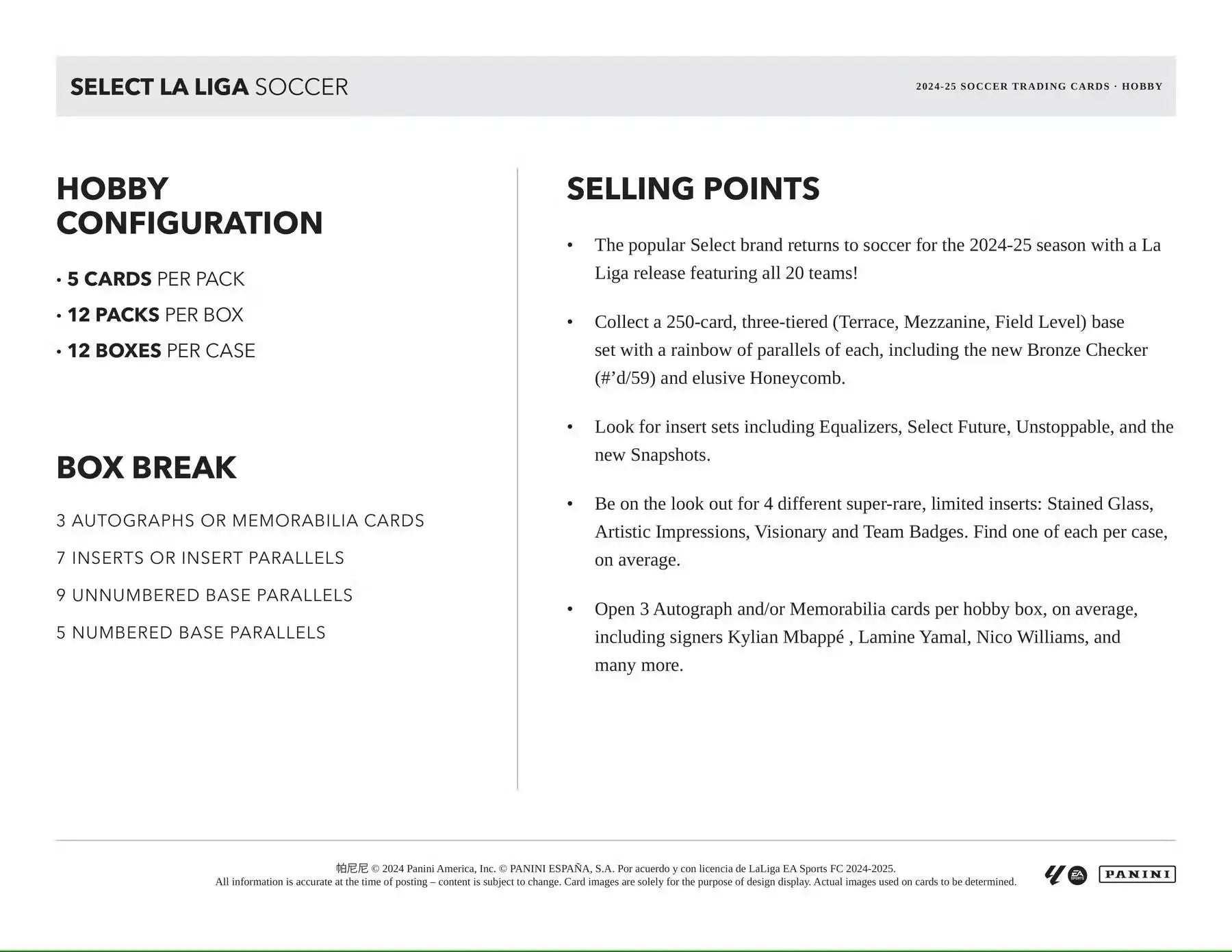 2024-25 Panini Select La Liga Soccer Hobby Box - Sports Card Hobby Boxes
