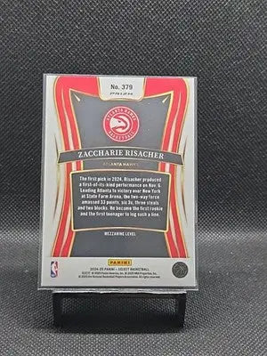 2024-25 Panini Select - Mezzanine Zaccharie Risacher #379 Blue Prizm (RC)