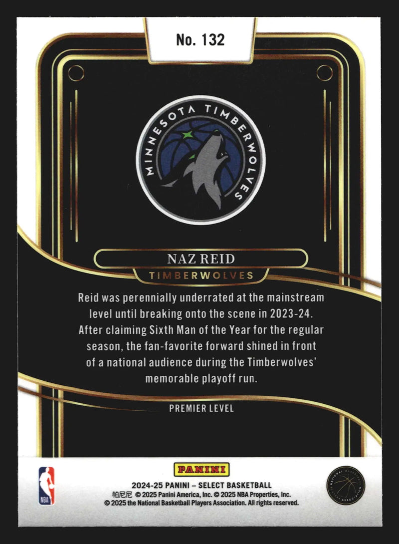 2024-25 Panini Select Naz Reid #132 Premier Level Timberwolves - Basketball Card Single