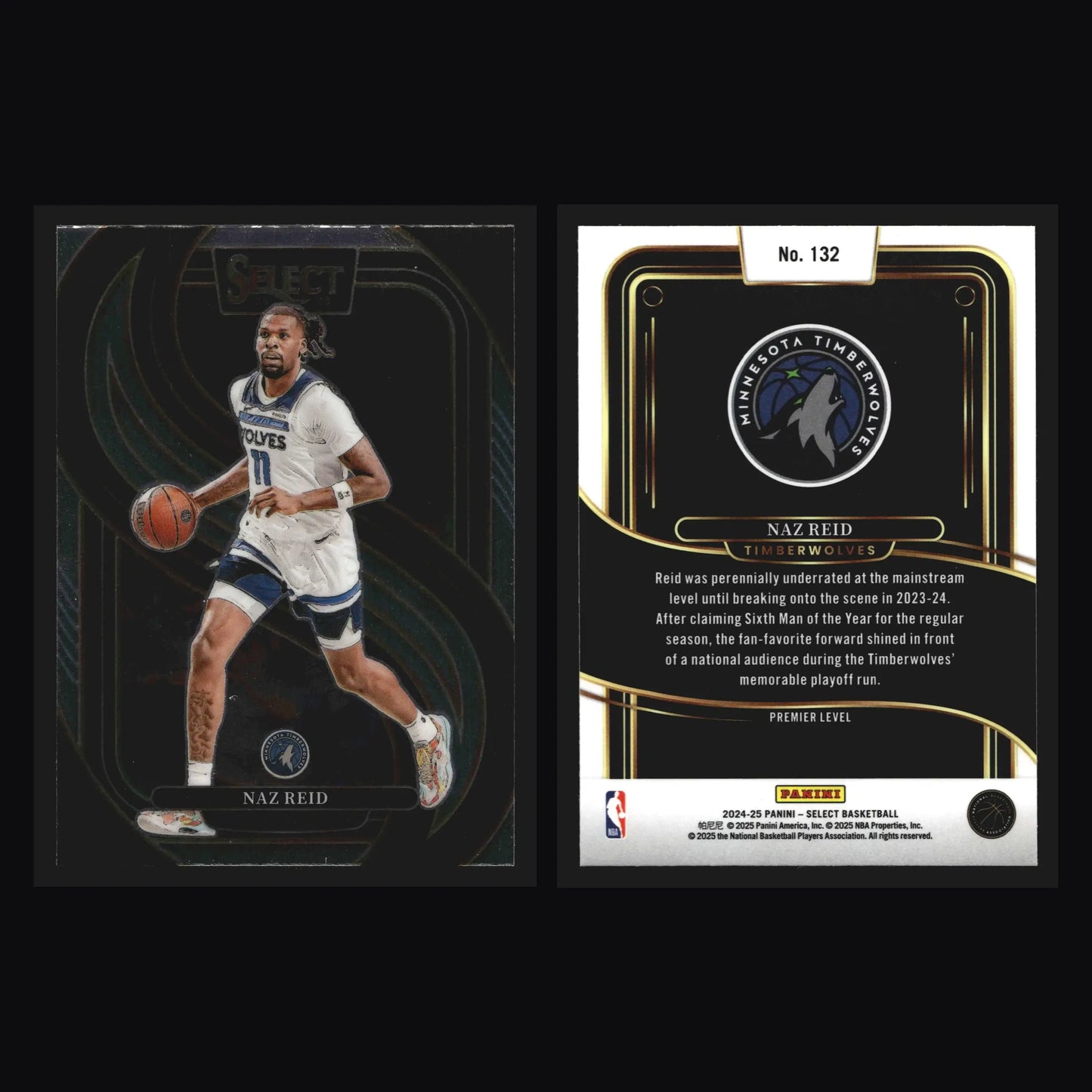 2024-25 Panini Select Naz Reid #132 Premier Level Timberwolves - Basketball Card Single