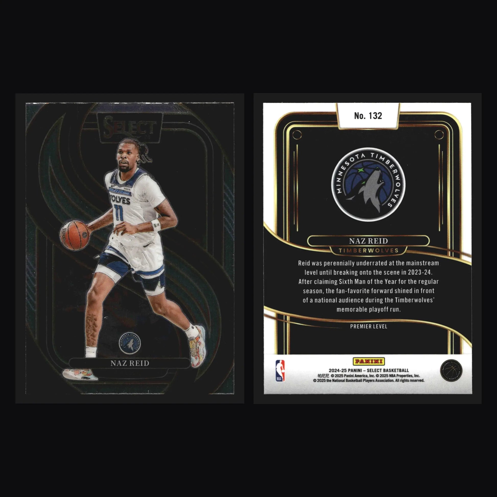 2024-25 Panini Select Naz Reid #132 Premier Level Timberwolves - Basketball Card Single
