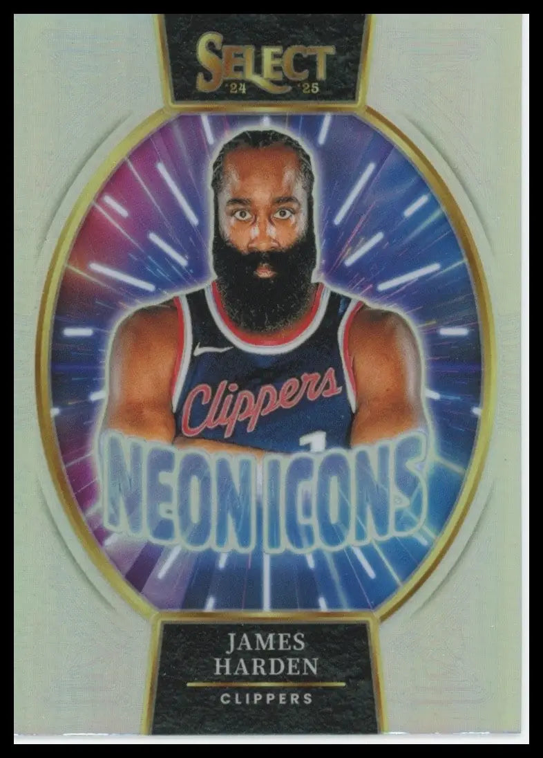 2024-25 Panini Select - Neon Icons James Harden #1 Silver Prizm