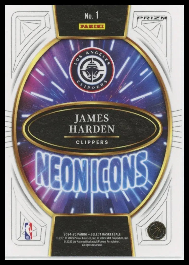 2024-25 Panini Select - Neon Icons James Harden #1 Silver Prizm