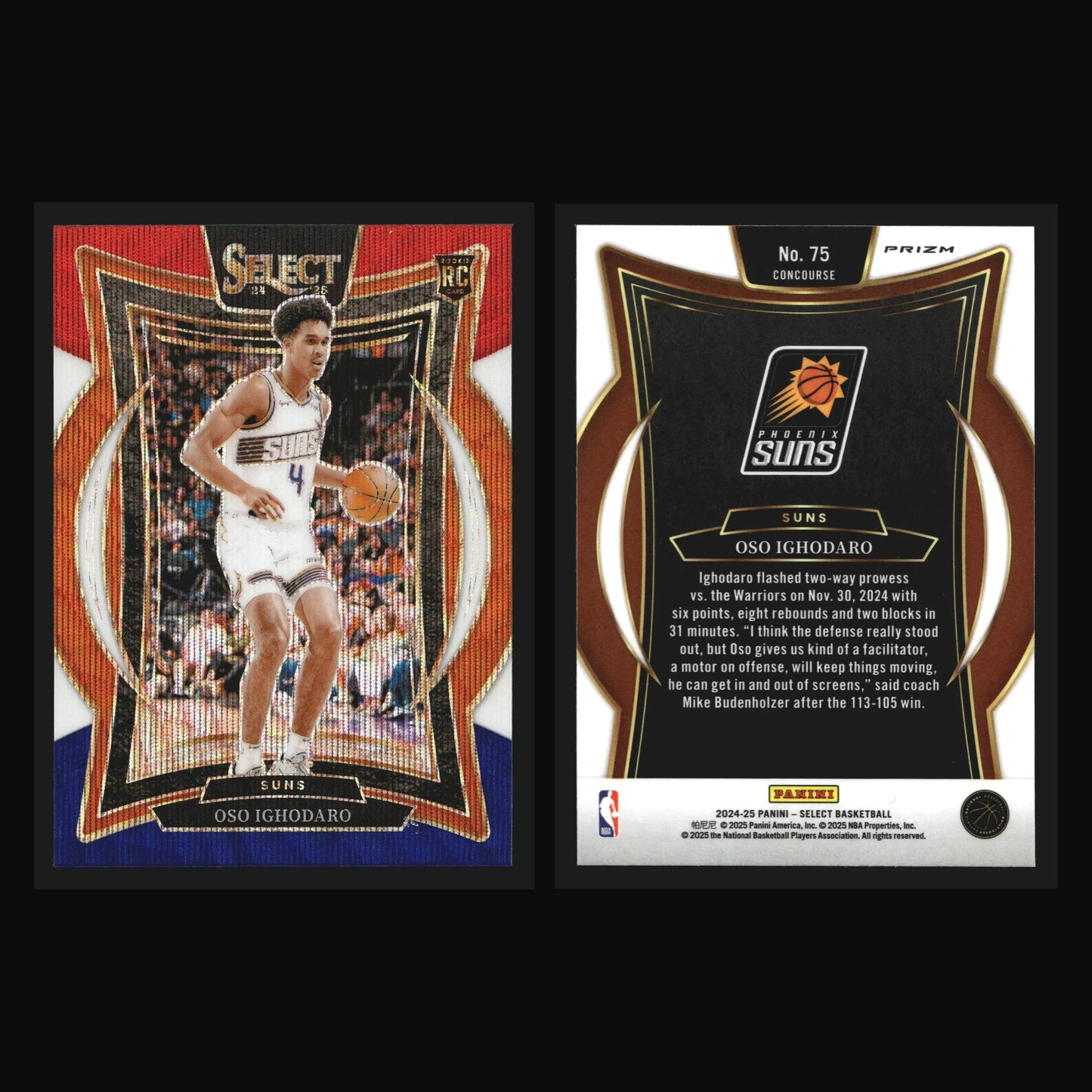 2024-25 Panini Select Oso Ighodaro #75 Concourse Tri-Color Prizm RC - Basketball Card Single