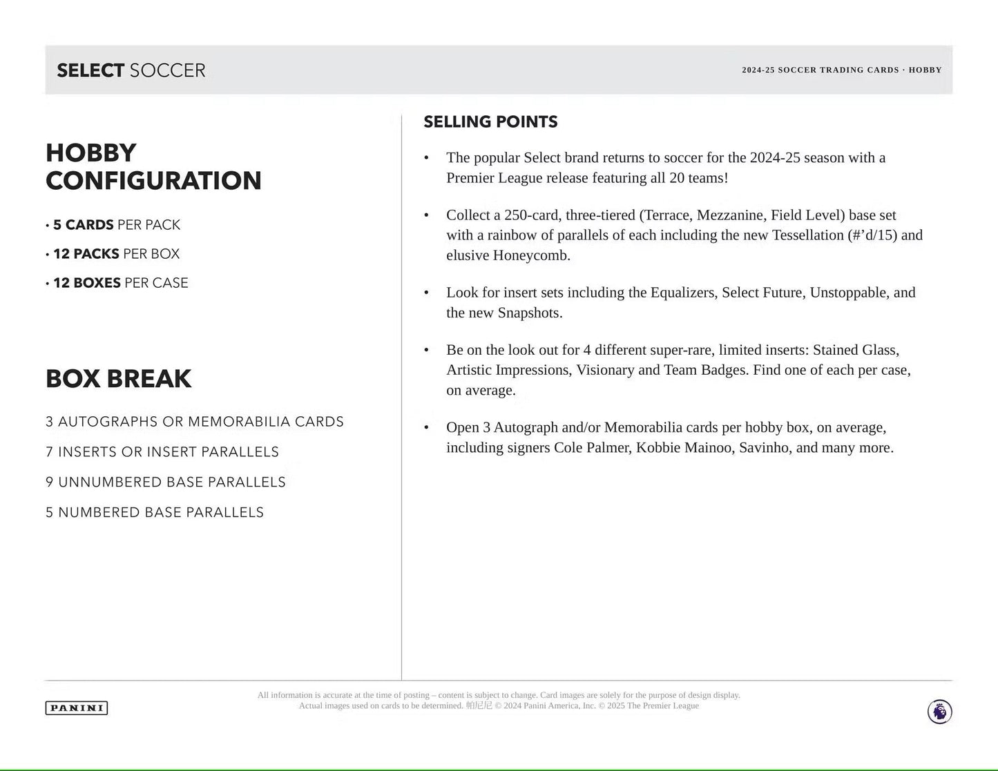 2024-25 Panini Select Premier League EPL Soccer Hobby Box