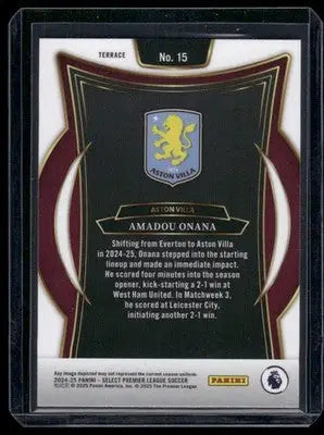 2024-25 Panini Select Premier League Soccer Amadou Onana #15 Soccer - Soccer Card Single