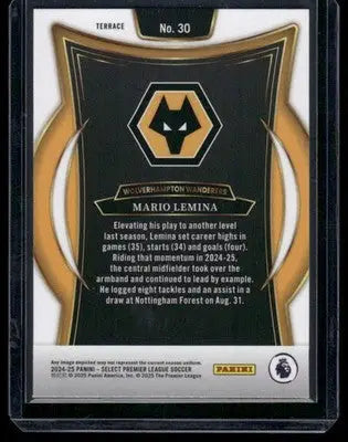 2024-25 Panini Select Premier League Soccer Mario Lemina #30 Soccer - Soccer Card Single