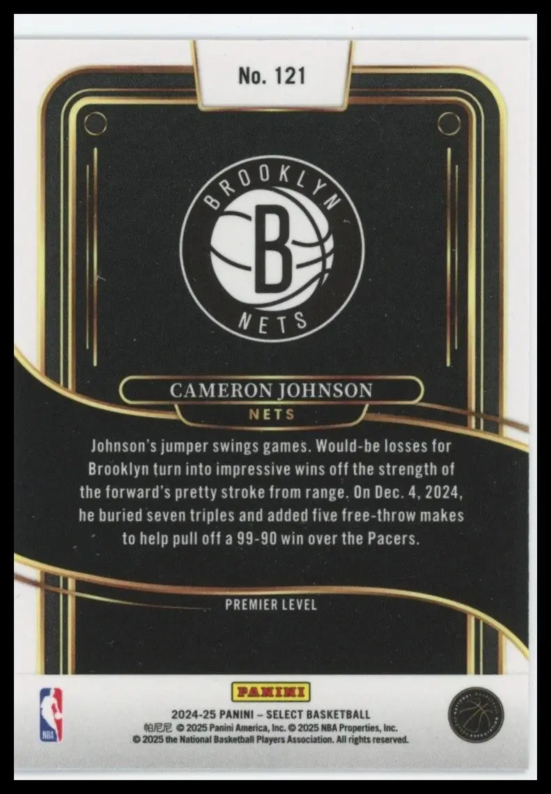 2024-25 Panini Select - Premier Level Cameron Johnson #121 Blue Prizm