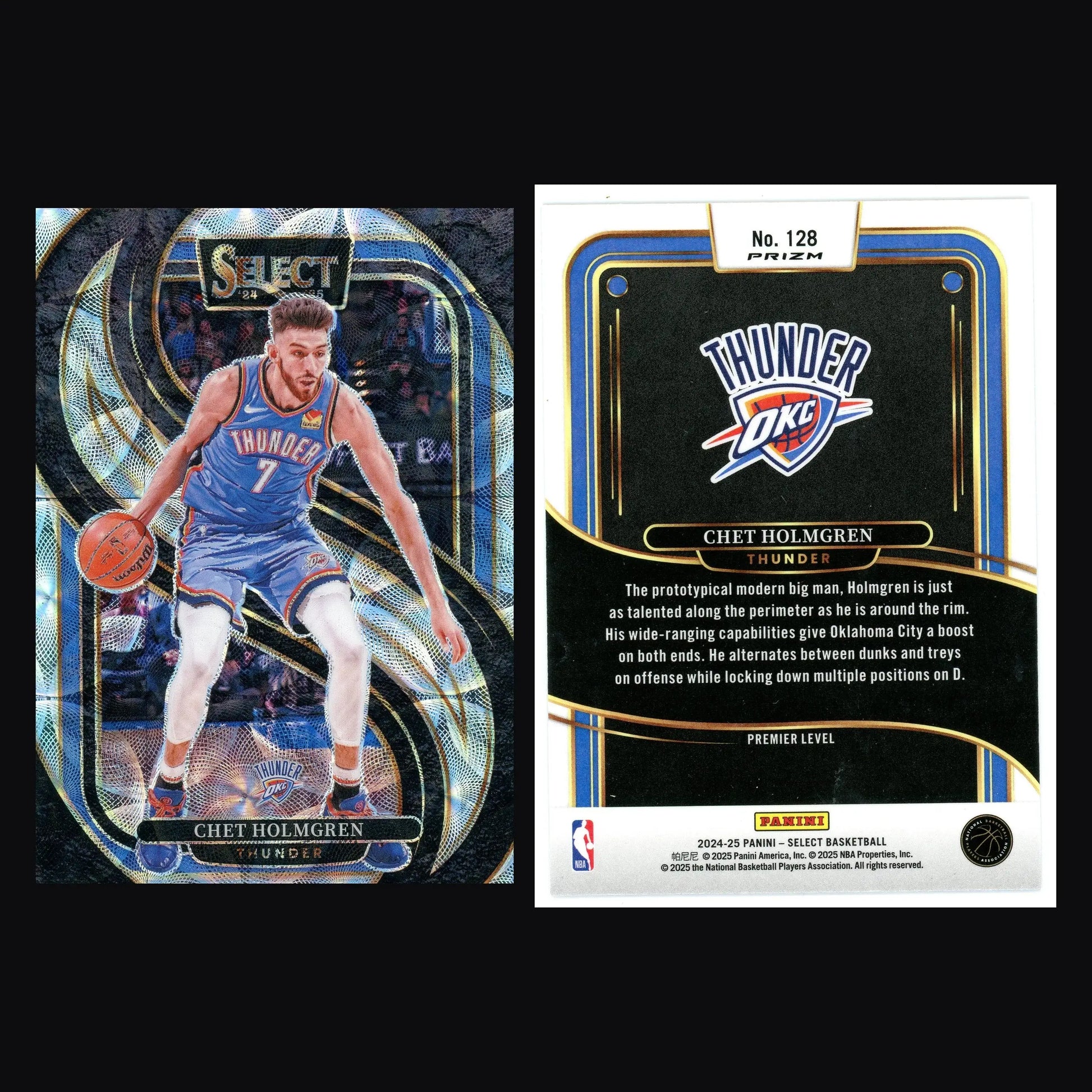 2024-25 Panini Select Premier Level Chet Holmgren #128 Scope Prizm Thunder - Basketball Card Single