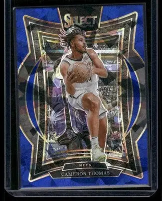 2024-25 Panini Select Prizm Cameron Thomas #50 Cracked Ice Concourse Blue - Basketball Card Single