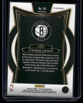 2024-25 Panini Select Prizm Cameron Thomas #50 Cracked Ice Concourse Blue - Basketball Card Single