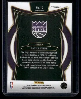 2024-25 Panini Select Prizm Concourse Zach LaVine #10 Cracked Ice Concourse Blue - Basketball Card Single