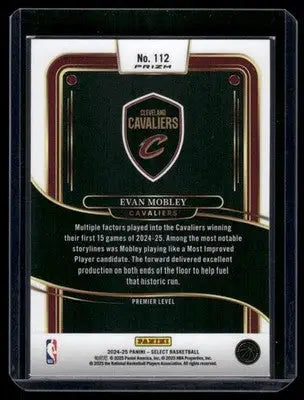 2024-25 Panini Select Prizm Evan Mobley #112 Premier Level Cracked Ice - Basketball Card Single