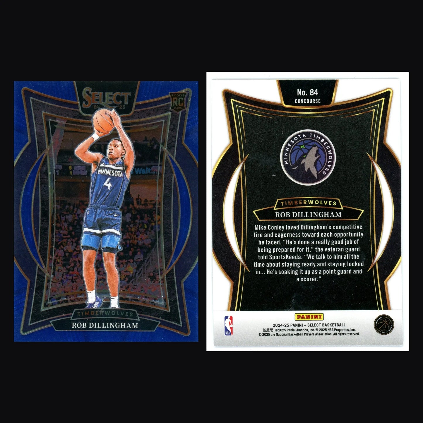 2024-25 Panini Select Rob Dillingham #84 Concourse Blue Retail RC - Basketball Card Single
