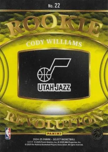 2024-25 Panini Select Rookie Revolution #22 Cody Williams NM-MT Jazz ID:80922 - Basketball Card Single