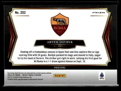 2024-25 Panini Select Serie A #202 Artem Dovbyk White Sparkle - Soccer Card Single