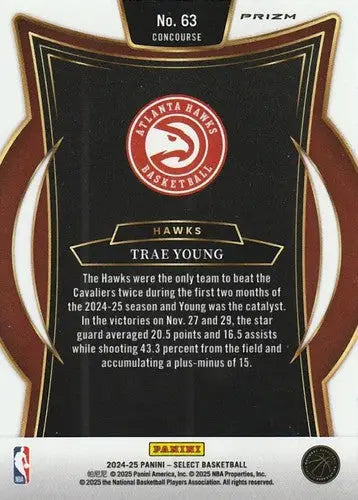 2024-25 Panini Select Silver Prizms #63 Trae Young NM-MT Hawks Concours ID:80923 - Basketball Card Single