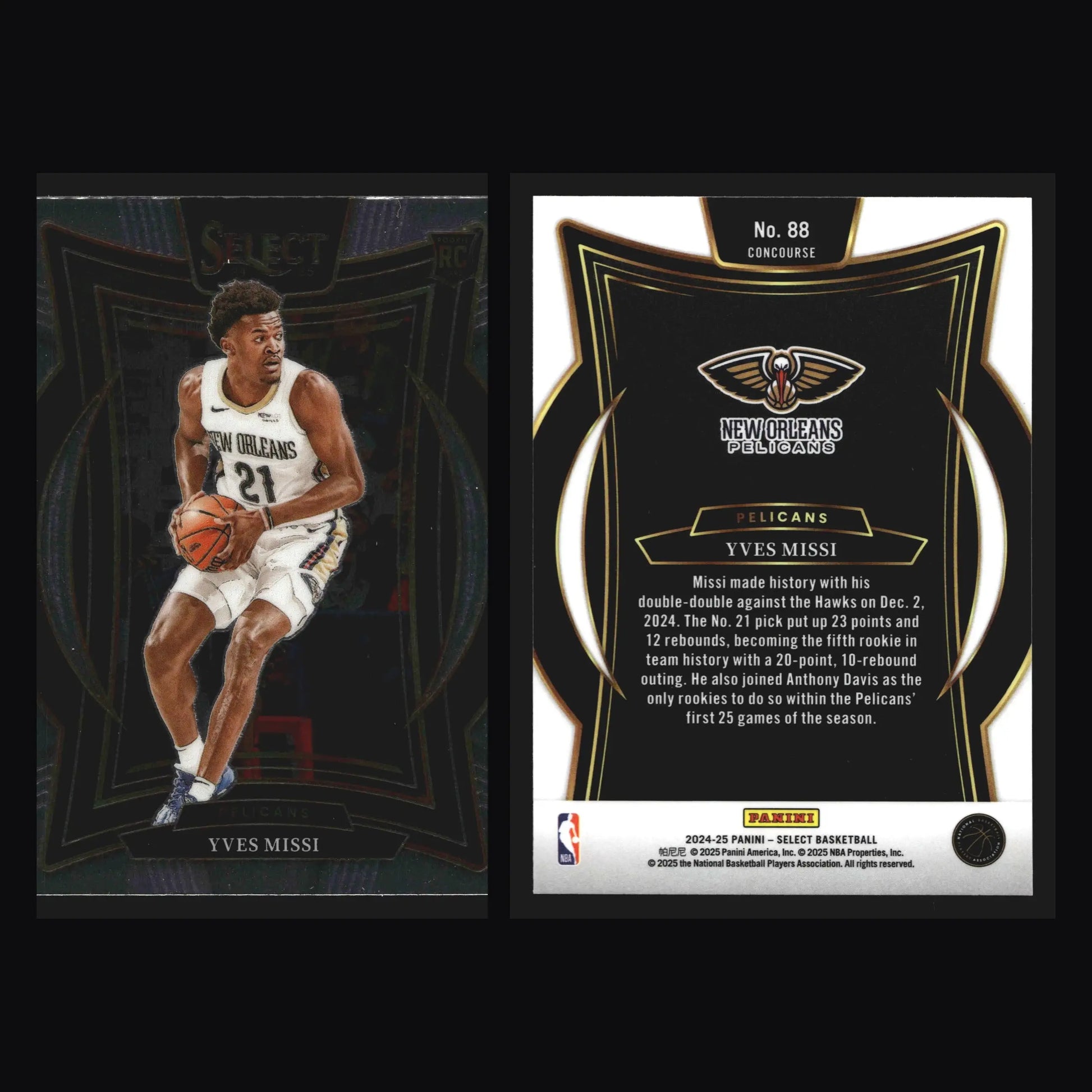 2024-25 Panini Select Yves Missi #88 Concourse RC New Orleans Pelicans