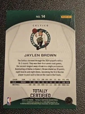 2024-25 Panini Totally Certified #14 Jaylen Brown Mirror Maroon - Basketball Card Single