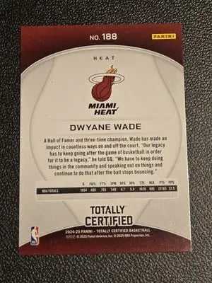 2024-25 Panini Totally Certified #188 Dwyane Wade Mirror Maroon - Basketball Card Single