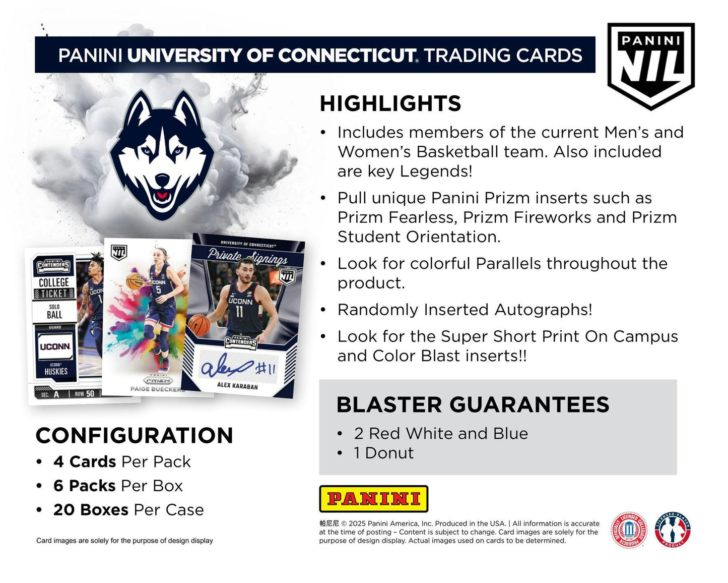 2024-25 Panini UConn Collegiate Basketball 6-Pack Blaster Box