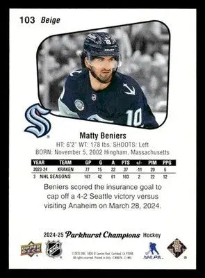 2024-25 Parkhurst Champions #103 Matty Beniers - Hockey Card Single