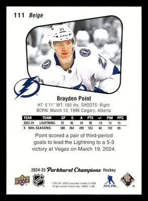 2024-25 Parkhurst Champions #111 Brayden Point - Hockey Card Single