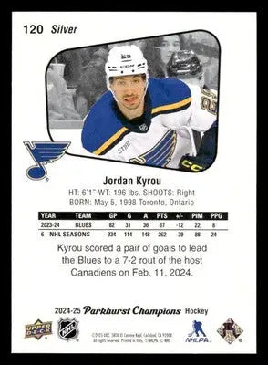 2024-25 Parkhurst Champions #120 Jordan Kyrou Silver - Hockey Card Single