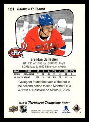 2024-25 Parkhurst Champions #121 Brendan Gallagher Rainbow Foil - Hockey Card Single