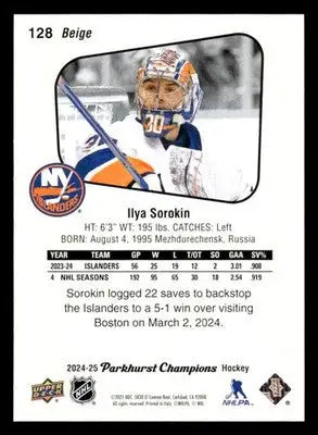 2024-25 Parkhurst Champions #128 Ilya Sorokin - Hockey Card Single