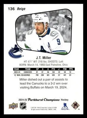 2024-25 Parkhurst Champions #136 J.T. Miller - Hockey Card Single