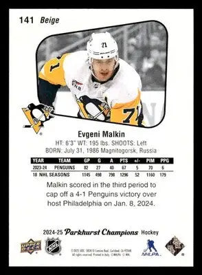 2024-25 Parkhurst Champions #141 Evgeni Malkin - Hockey Card Single