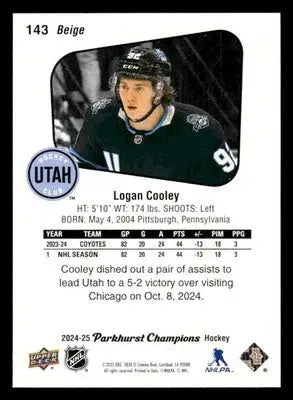 2024-25 Parkhurst Champions #143 Logan Cooley - Hockey Card Single