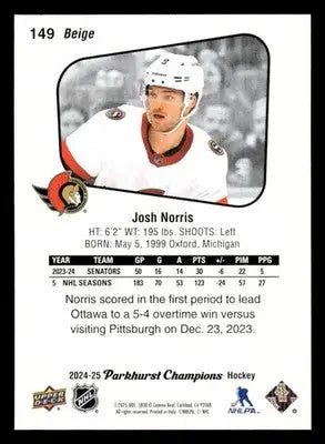 2024-25 Parkhurst Champions #149 Josh Norris - Hockey Card Single