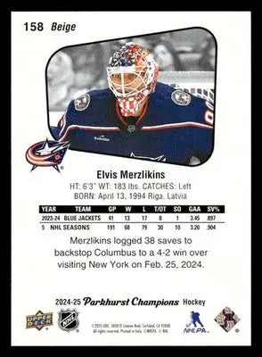 2024-25 Parkhurst Champions #158 Elvis Merzlikins - Hockey Card Single