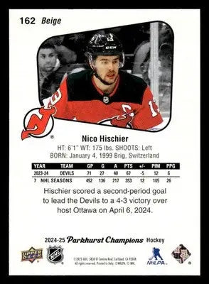 2024-25 Parkhurst Champions #162 Nico Hischier - Hockey Card Single