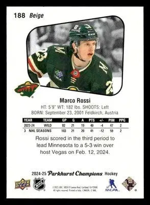 2024-25 Parkhurst Champions #188 Marco Rossi - Hockey Card Single
