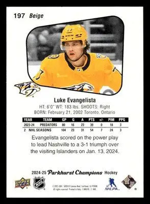 2024-25 Parkhurst Champions #197 Luke Evangelista - Hockey Card Single