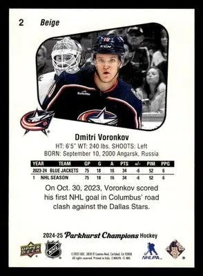 2024-25 Parkhurst Champions #2 Dmitri Voronkov - Hockey Card Single