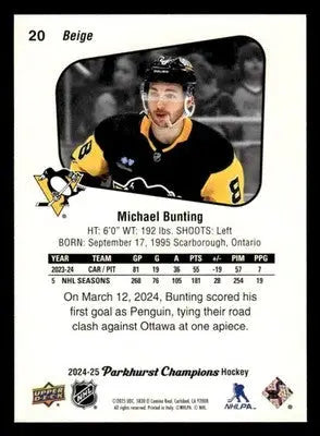 2024-25 Parkhurst Champions #20 Michael Bunting - Hockey Card Single