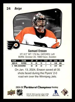 2024-25 Parkhurst Champions #24 Samuel Ersson - Hockey Card Single