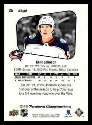2024-25 Parkhurst Champions #25 Kent Johnson - Hockey Card Single