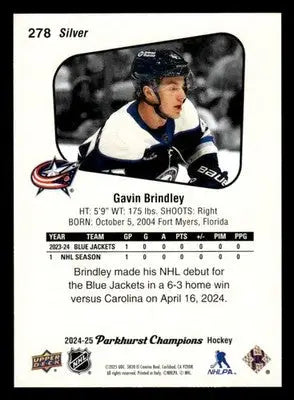 2024-25 Parkhurst Champions #278 Gavin Brindley Silver - Hockey Card Single