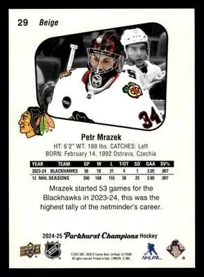 2024-25 Parkhurst Champions #29 Petr Mrazek - Hockey Card Single